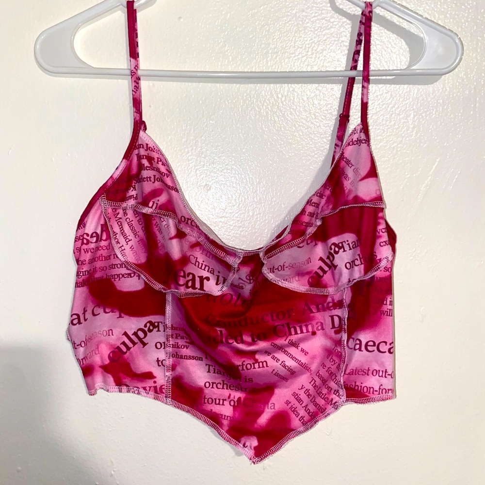 Pink Paper Print Crop Top💕💗💖💞💓🌸